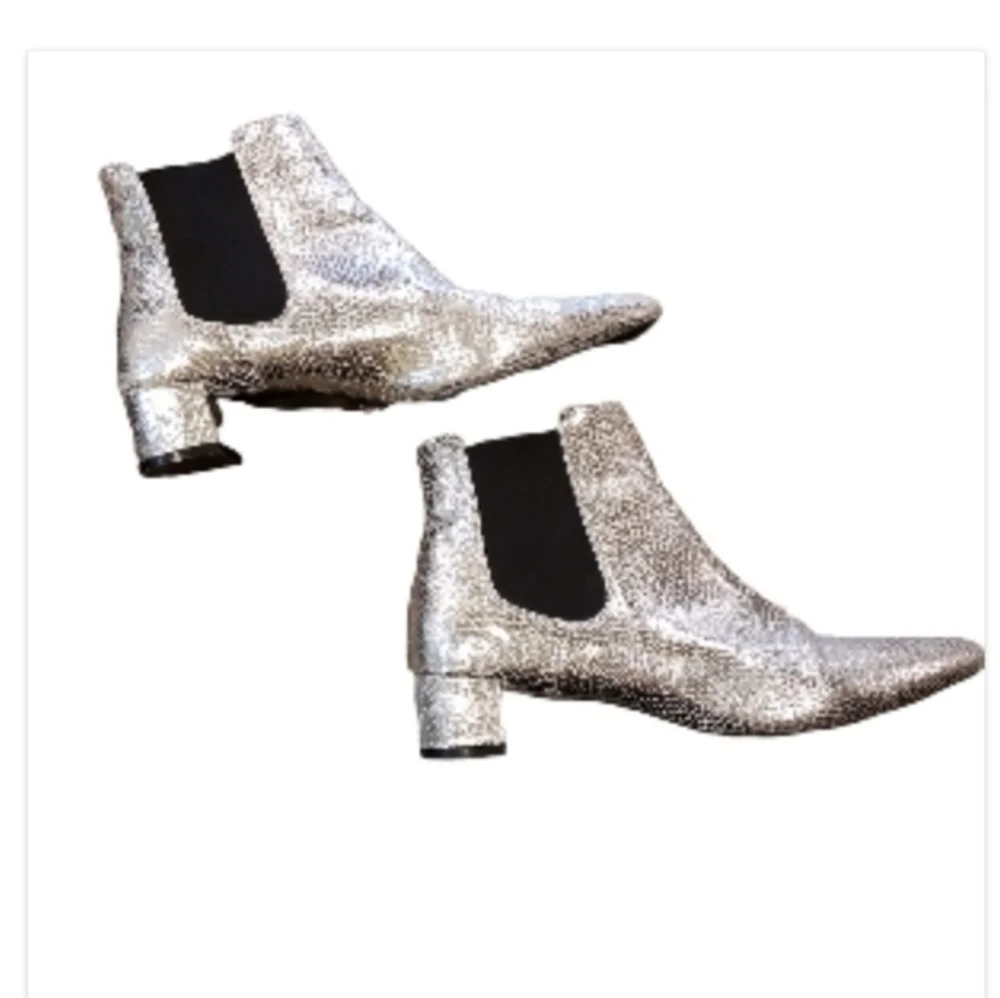 Topshop Krazy Chelsea Silver Booties Size‎ 41 Or 9.5